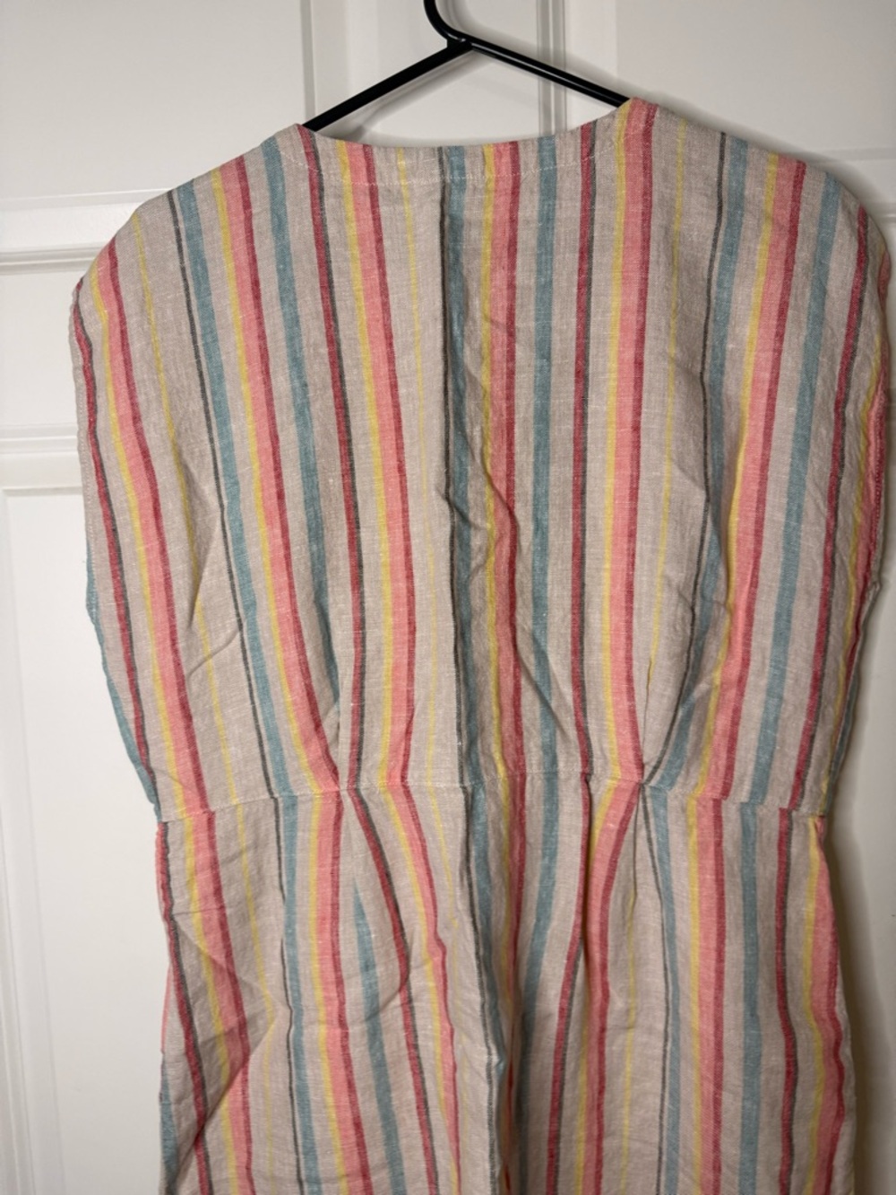 Garnet Hill Linen Pleated Detail Dress Sorbet Stripe Misses 10 - Picture 7 of 7